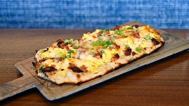 Bacon Egg and Cheese Breakfast Flatbread at Meril