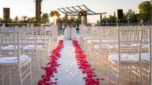 Wedding with rose petals