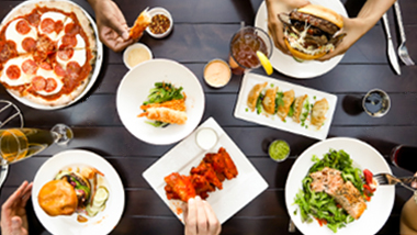 an assortment of food from the M Resort