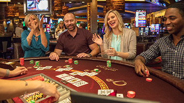 Blackjack players at M Resort